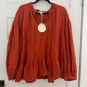 UMGEE boutique burnt orange textured blouse